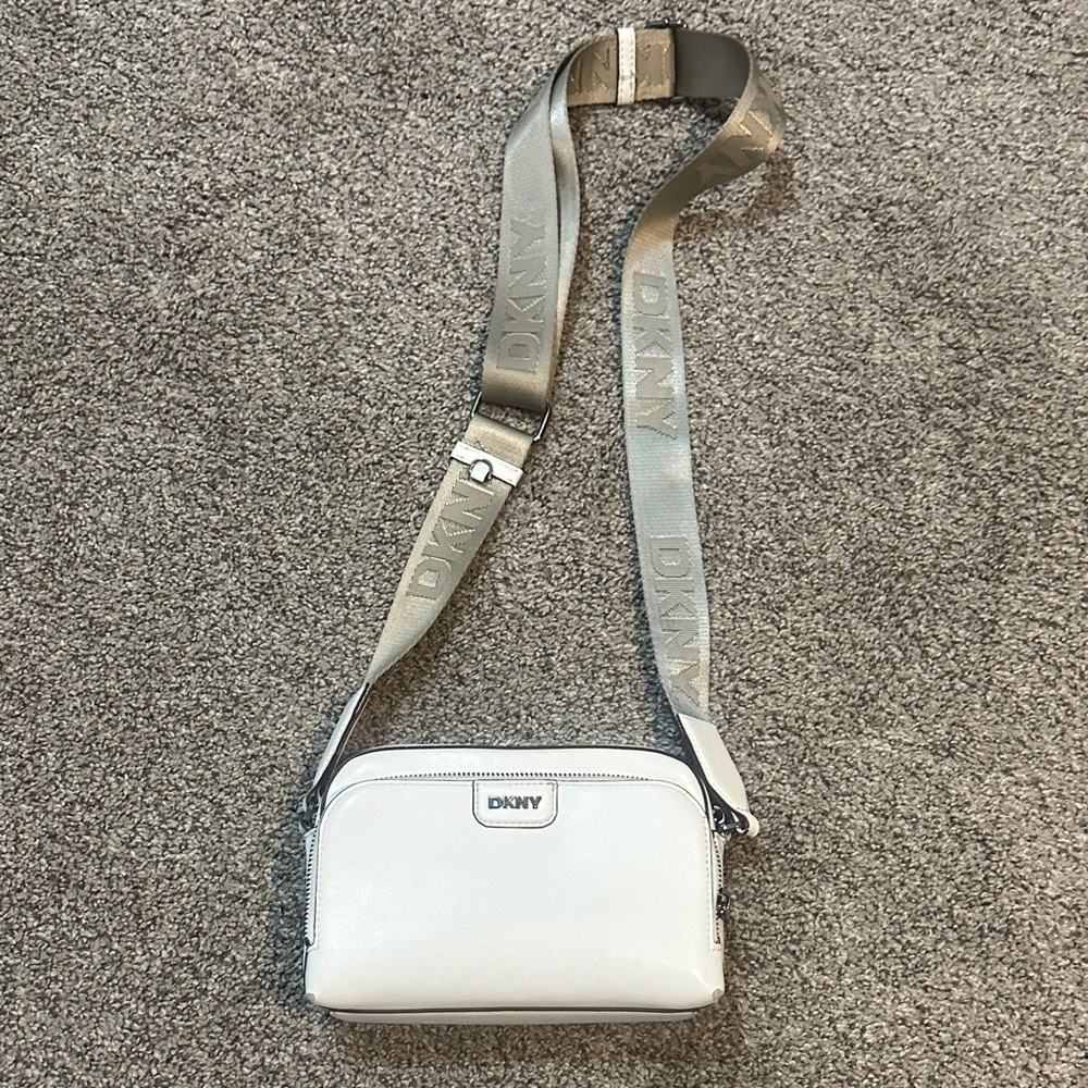 DKNY White Crossbody Bag with Logo Strap